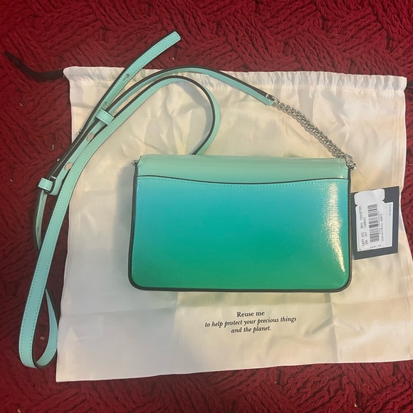 NWT Kate Spade Morgan Green Ombre Flap Chain Wallet Crossbody Handbag - Picture 4 of 12
